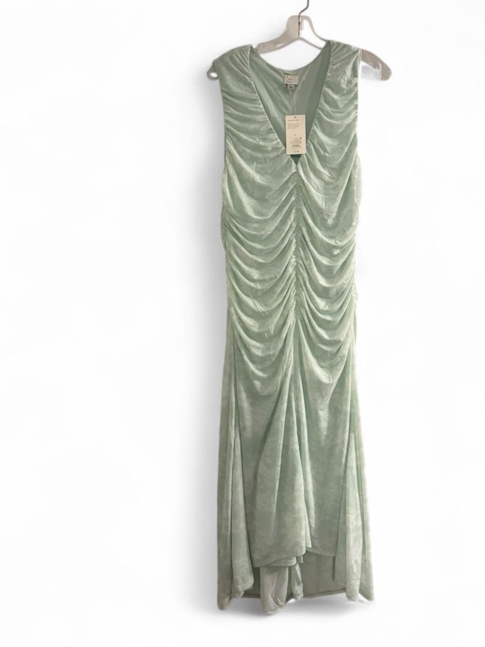 A New Day Mint Green Ruched Maxi Dress Size L NWT